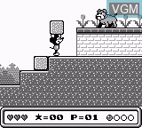 In-game screen of the game Mickey's Dangerous Chase on Nintendo Game Boy