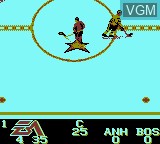 In-game screen of the game NHL Hockey '95 on Nintendo Game Boy