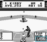 In-game screen of the game Roger Clemens' MVP Baseball on Nintendo Game Boy