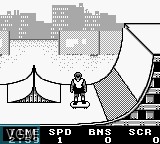 In-game screen of the game Skate or Die - Tour de Thrash on Nintendo Game Boy
