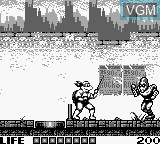 In-game screen of the game Teenage Mutant Ninja Turtles - Fall of the Foot Clan on Nintendo Game Boy