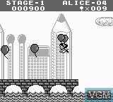 In-game screen of the game Balloon Kid on Nintendo Game Boy