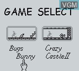 In-game screen of the game Bugs Bunny Collection on Nintendo Game Boy