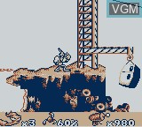 In-game screen of the game Earthworm Jim on Nintendo Game Boy