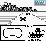 In-game screen of the game F-1 Race on Nintendo Game Boy