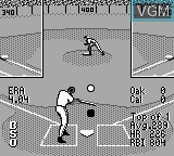 In-game screen of the game Frank Thomas - Big Hurt Baseball on Nintendo Game Boy