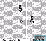 In-game screen of the game J.League Fighting Soccer - The King of Ace Strikers on Nintendo Game Boy
