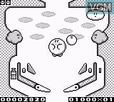 In-game screen of the game Kirby's Pinball Land on Nintendo Game Boy