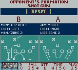 In-game screen of the game Madden 95 on Nintendo Game Boy
