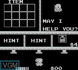 In-game screen of the game Milon's Secret Castle on Nintendo Game Boy