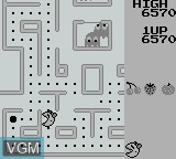 In-game screen of the game Ms. Pac-Man on Nintendo Game Boy
