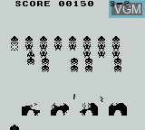 In-game screen of the game Space Invaders on Nintendo Game Boy