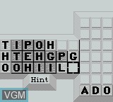 In-game screen of the game Word Zap on Nintendo Game Boy