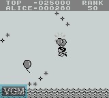 In-game screen of the game Balloon Kid on Nintendo Game Boy