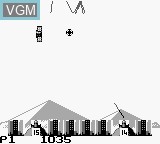In-game screen of the game Missile Command on Nintendo Game Boy