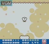 In-game screen of the game Kirby's Dream Land 2 on Nintendo Game Boy