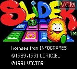 Title screen of the game Slider on Sega Game Gear
