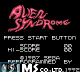 Title screen of the game Alien Syndrome on Sega Game Gear
