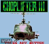 Title screen of the game Choplifter III on Sega Game Gear