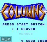 Title screen of the game Columns on Sega Game Gear