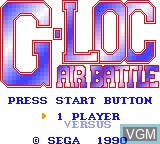 Title screen of the game G-LOC Air Battle on Sega Game Gear