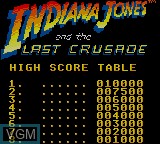 Title screen of the game Indiana Jones and the Last Crusade on Sega Game Gear