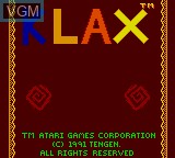 Title screen of the game Klax on Sega Game Gear
