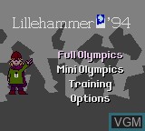 Title screen of the game Winter Olympic Games - Lillehammer '94 on Sega Game Gear