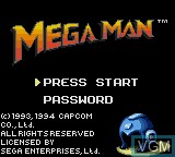Title screen of the game Mega Man on Sega Game Gear