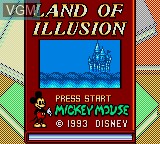 Title screen of the game Land of Illusion starring Mickey Mouse on Sega Game Gear
