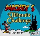 Title screen of the game Mickey's Ultimate Challenge on Sega Game Gear