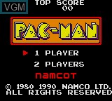 Title screen of the game Pac-Man on Sega Game Gear