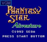 Title screen of the game Phantasy Star Adventure on Sega Game Gear