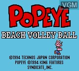 Title screen of the game Popeye no Beach Volleyball on Sega Game Gear
