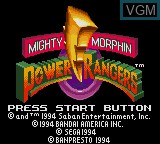 Title screen of the game Mighty Morphin Power Rangers on Sega Game Gear