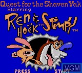 Title screen of the game Quest for the Shaven Yak starring Ren & Stimpy on Sega Game Gear