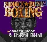 Title screen of the game Riddick Bowe Boxing on Sega Game Gear