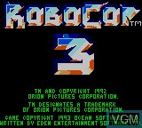 Title screen of the game RoboCop 3 on Sega Game Gear