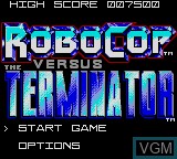 Title screen of the game RoboCop Versus The Terminator on Sega Game Gear