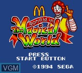 Title screen of the game Donald no Magical World on Sega Game Gear