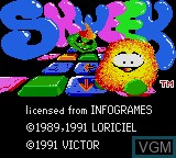 Title screen of the game Skweek on Sega Game Gear