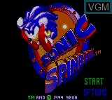 Title screen of the game Sonic the Hedgehog Spinball on Sega Game Gear