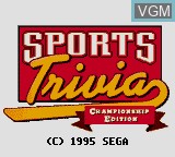 Title screen of the game Sports Trivia - Championship Edition on Sega Game Gear