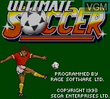 Title screen of the game Ultimate Soccer on Sega Game Gear
