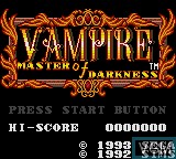 Title screen of the game Vampire - Master of Darkness on Sega Game Gear