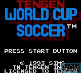 Title screen of the game World Cup Soccer on Sega Game Gear