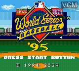 Title screen of the game World Series Baseball '95 on Sega Game Gear