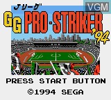 Title screen of the game J.League GG Pro Striker '94 on Sega Game Gear