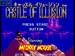 Title screen of the game Castle of Illusion starring Mickey Mouse on Sega Game Gear