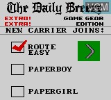 Menu screen of the game Paperboy 2 on Sega Game Gear